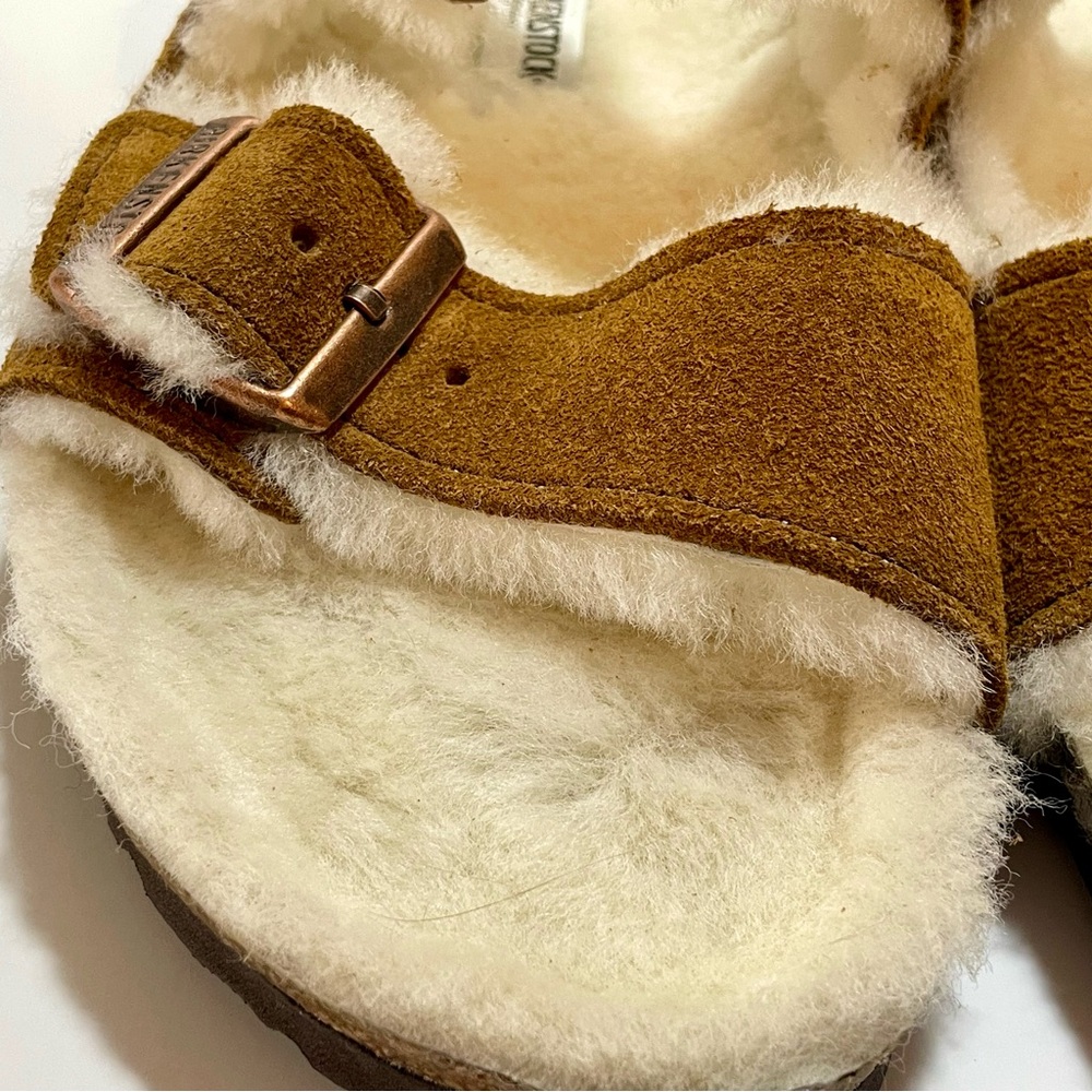 Birkenstock Arizona Shearling Tan Suede 10 Women's US NWOT - Picture 6 of 14